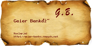 Geier Benkő névjegykártya